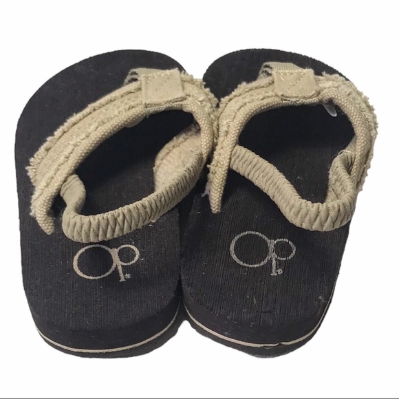 Ocean Pacific OP Beige Canvas Frayed Flip Flop Sandals - Picture 2 of 8